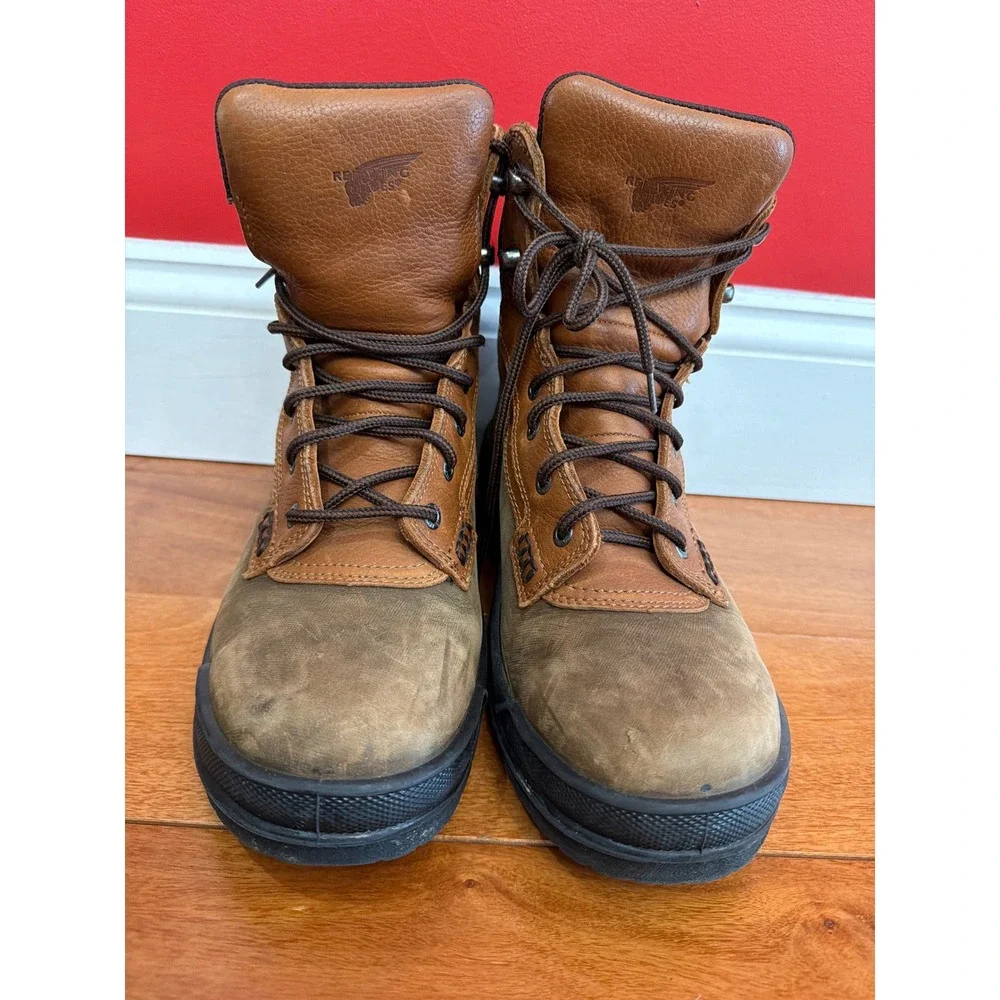 Red Wing 906 Work Boots Mens Brown Leather EH‎ Rated Lace Up 8.5 E2